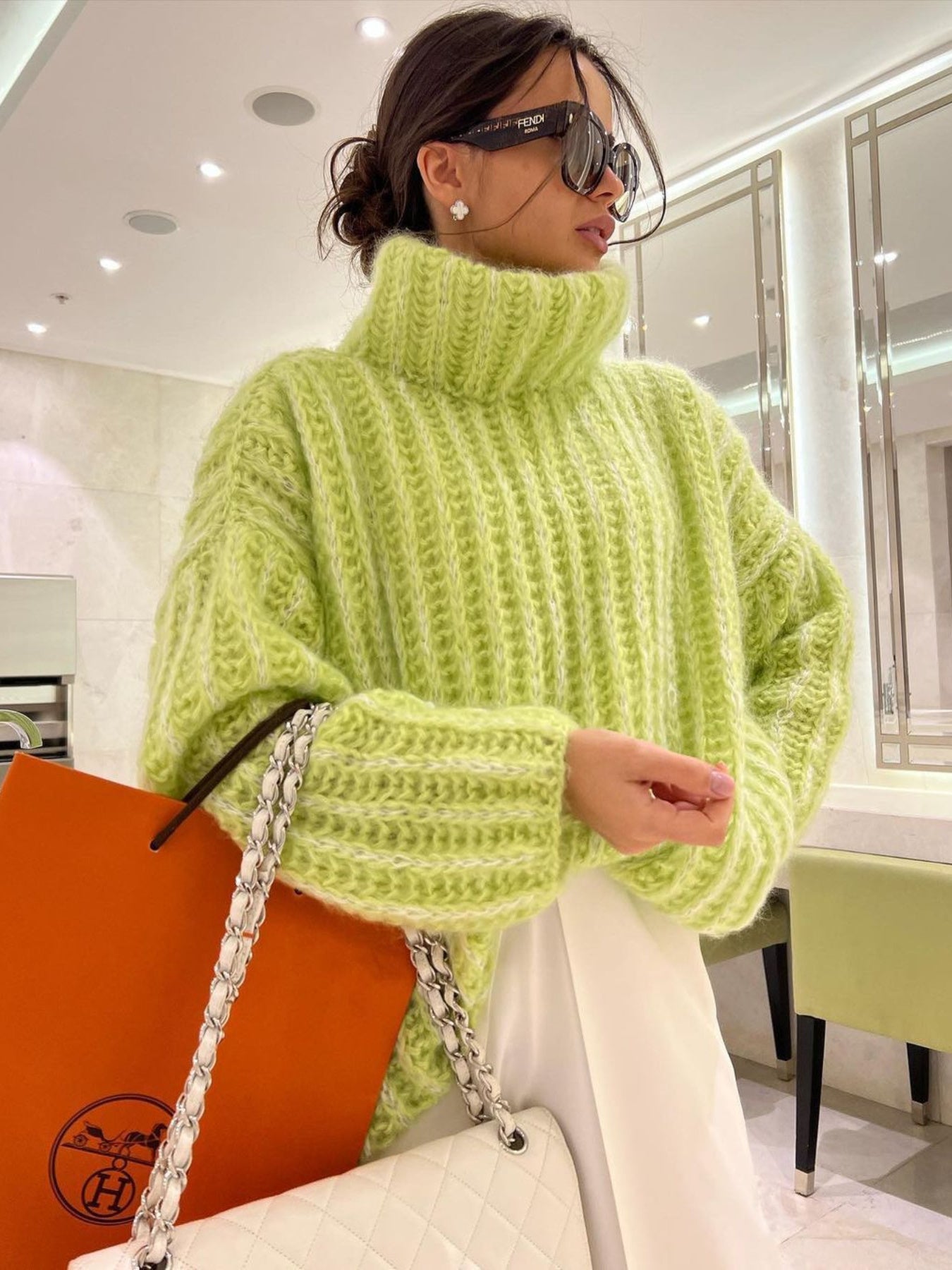 Women'S Soft Fluffy Sweater - Cozy Long Sleeve Round Neck Winter Pullover with Ruffled Hem & Sleeve Edges