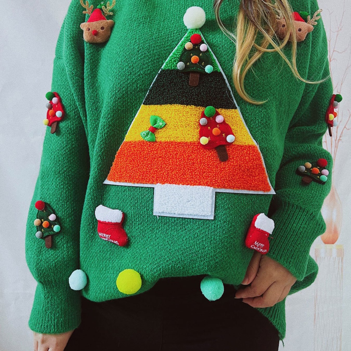 Women'S Christmas Sweater with a Round Neck, Long Sleeves, And a Relaxed Fit for Autumn And Winter