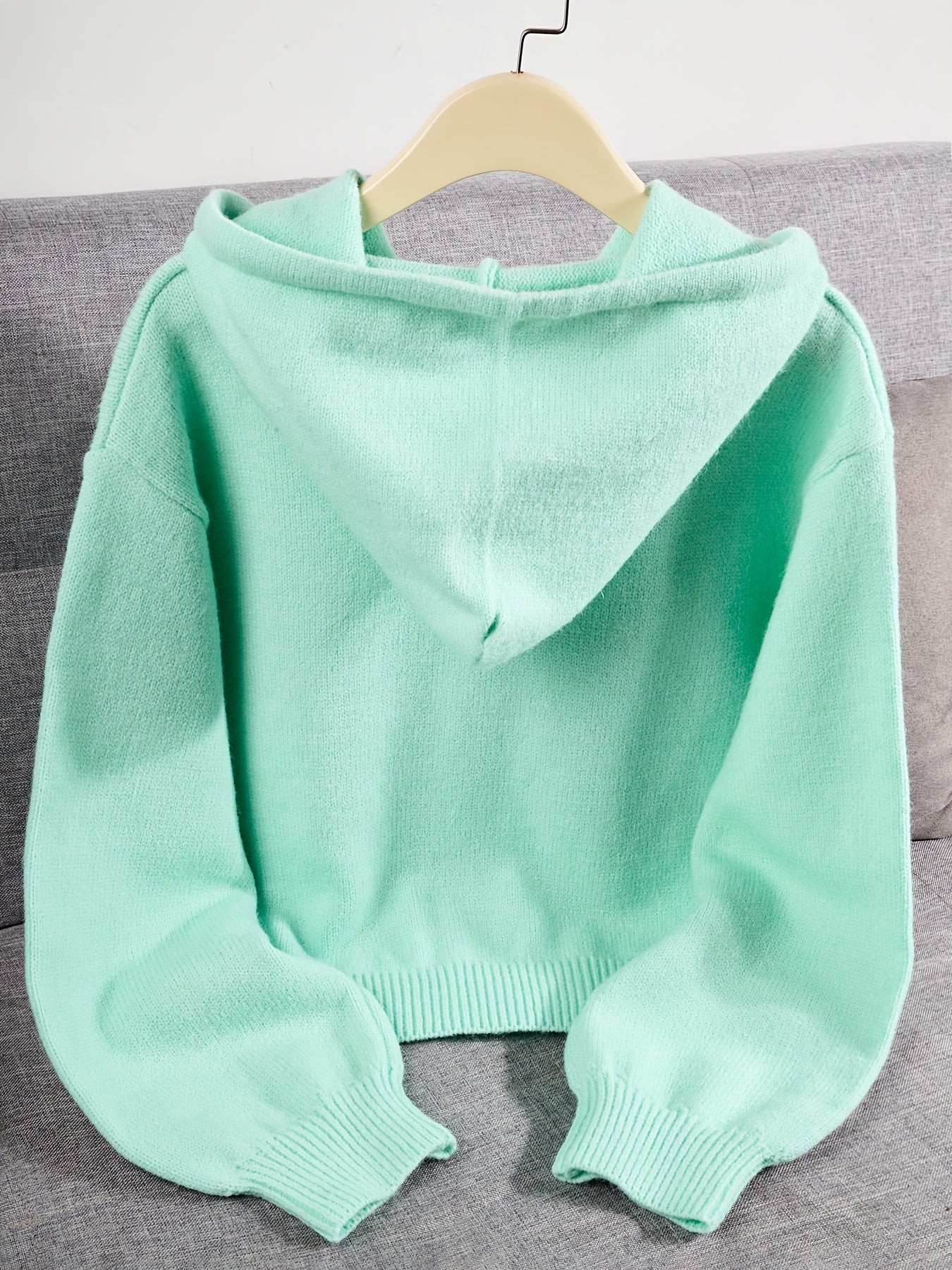 Women's Soft Pink Zip-Up Hooded Cardigan - Casual Chic Long Sleeve Open Front Sweater with Medium Stretch