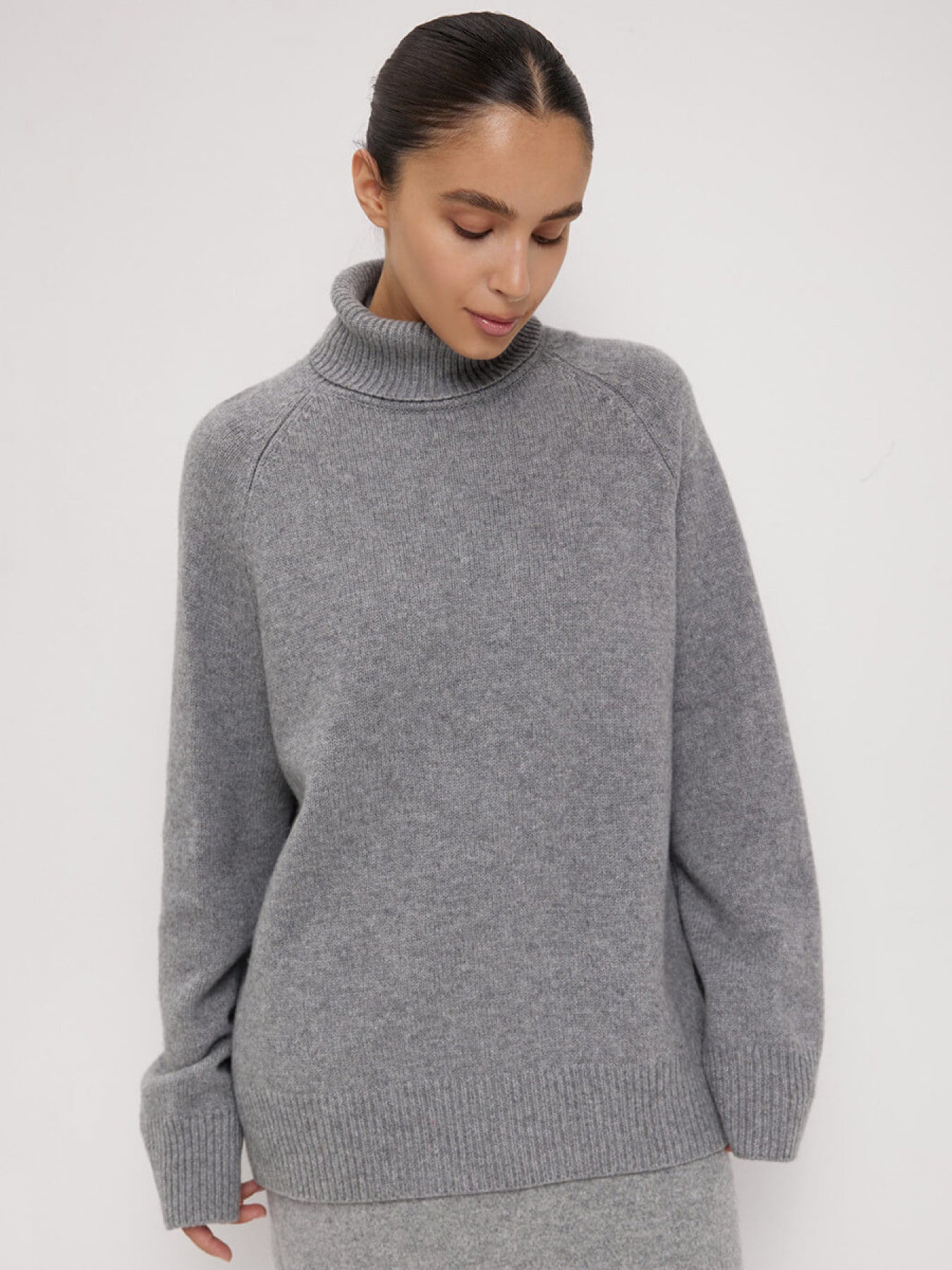Women's Oversized Turtleneck Sweater - Y2K Plush Winter Warm Navy Blue