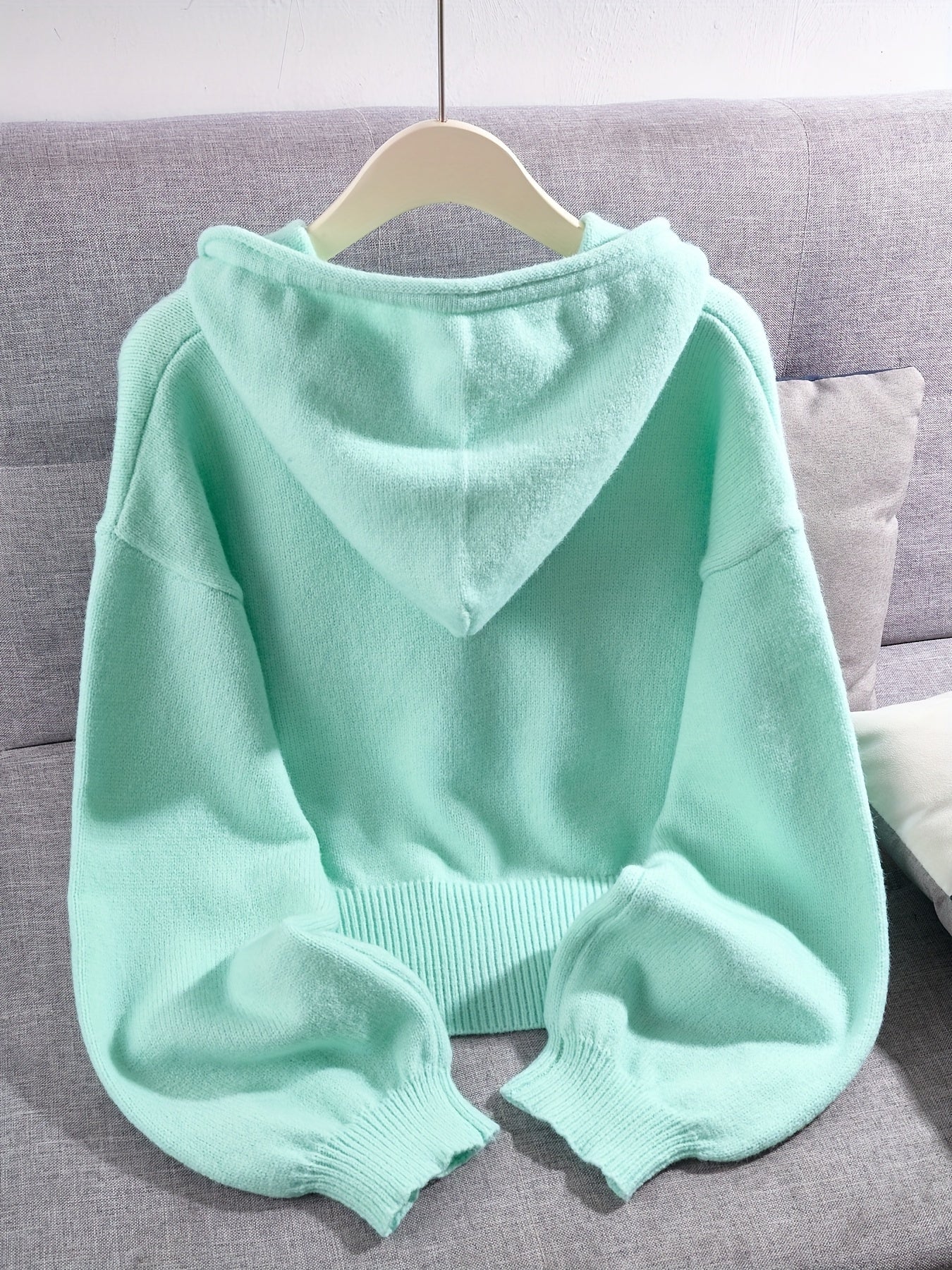Women'S Ivory Yellow Oversized Hooded Cardigan - Soft Button-Front Sweater with Chest Pocket