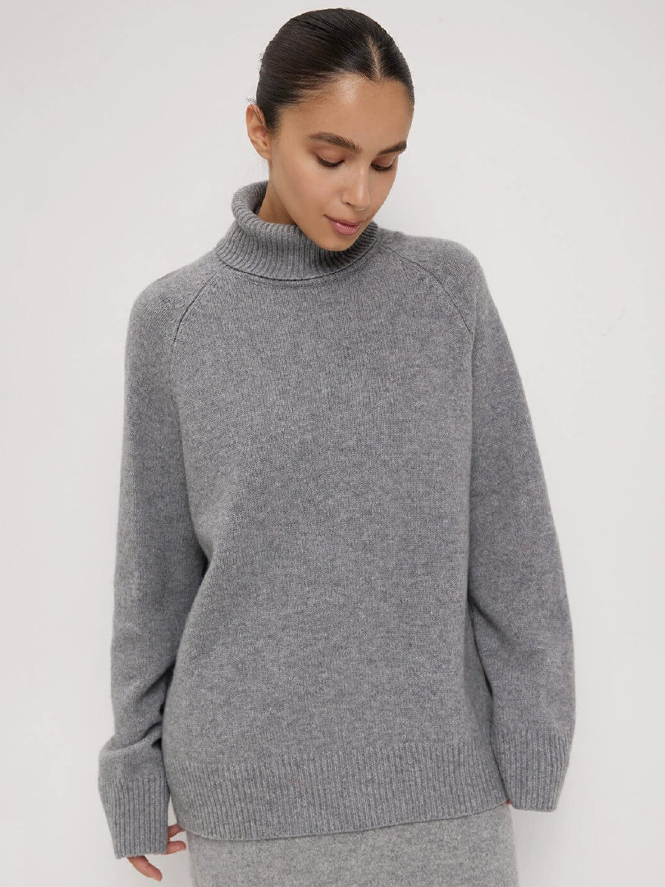 Women's Oversized Turtleneck Sweater - Y2K Plush Winter Warm Navy Blue